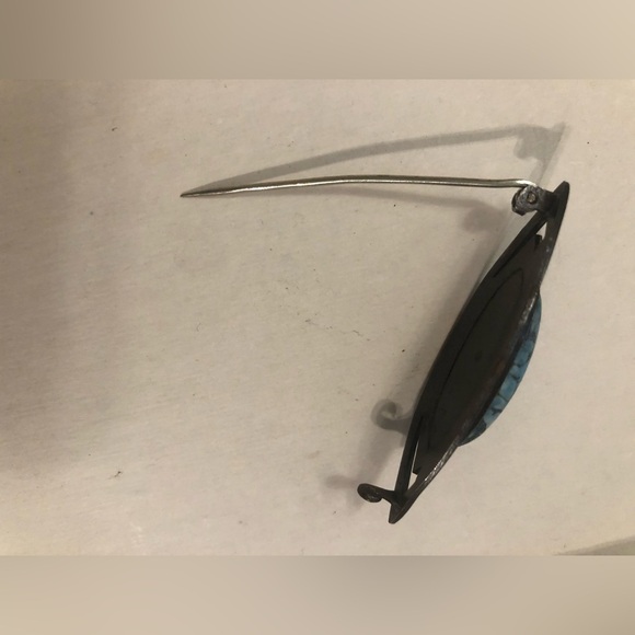 Vintage Blue And Black Brooch - Picture 4 of 4